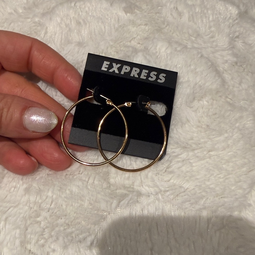 EXPRESS gold hoops surgical steel new! - Picture 2 of 4